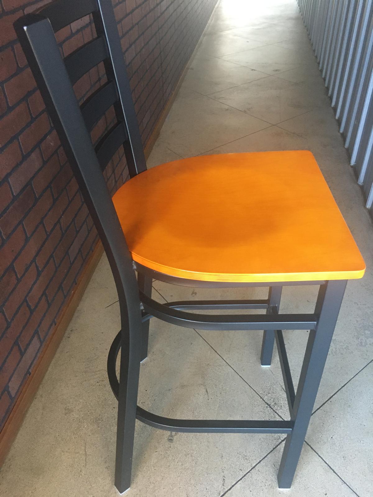 Black Ladder Back Metal Restaurant Barstool - High Chair