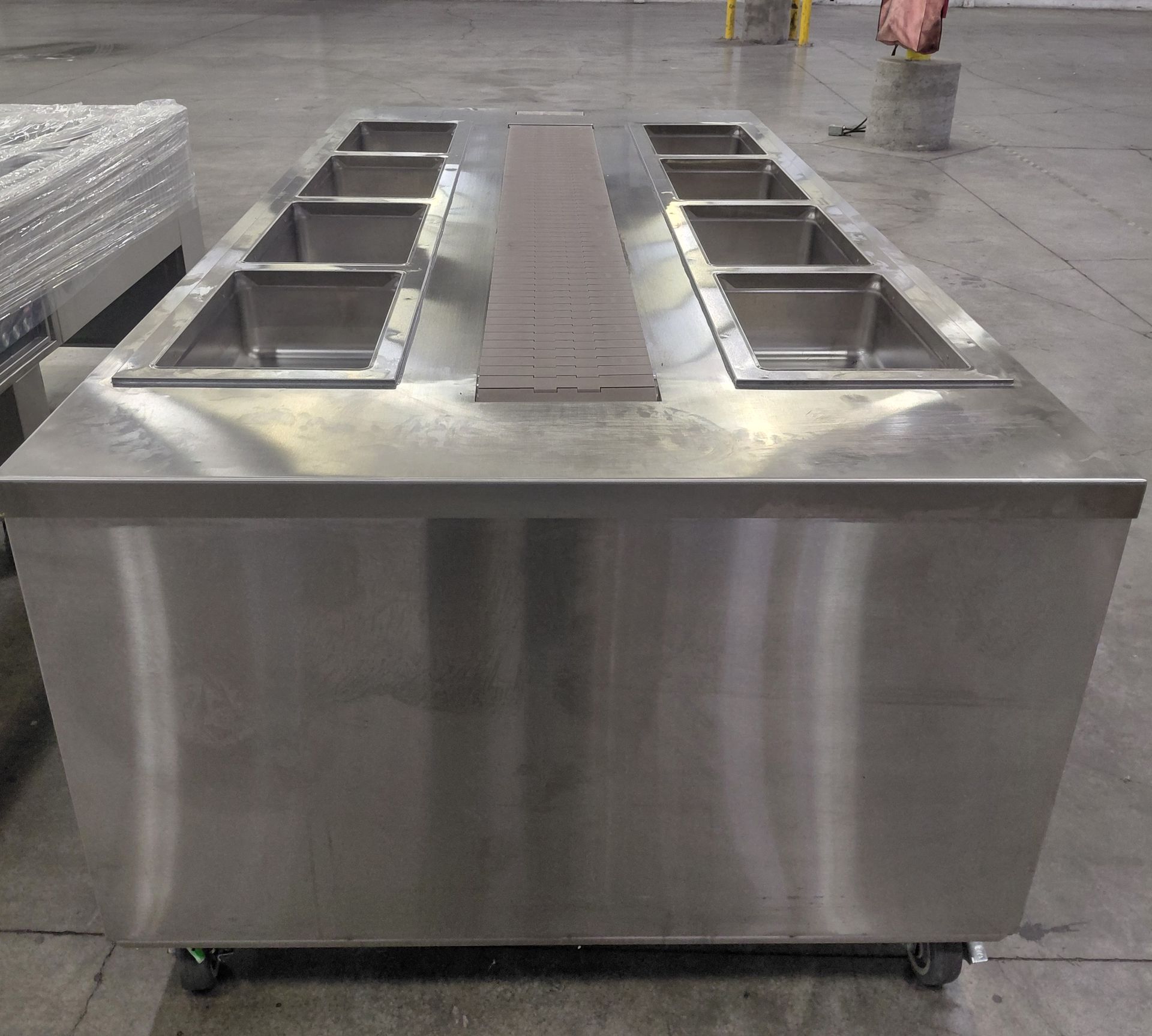 Gates Stainless Steel Food Service Conveyor Assembly Line Table w/ Hatco Heated Wells