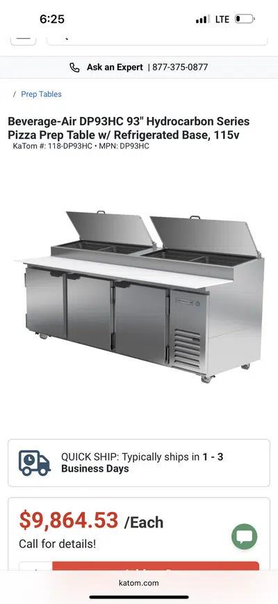 Beverage Air Prep Table Fridge