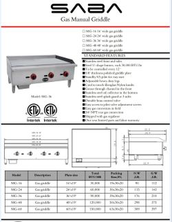NEW 2ft Commercial Restaurant Flat Top Grill Griddle Thermostat NG Or Lp