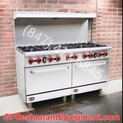 NEW 10 Burner Range Stove With Double Oven Commercial Restaurant Kitchen
