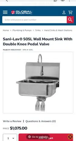 Commercial Restaurant Hands Free Knee Operated Hand Sink Hand Wash Sink Stainless Steel with Faucet